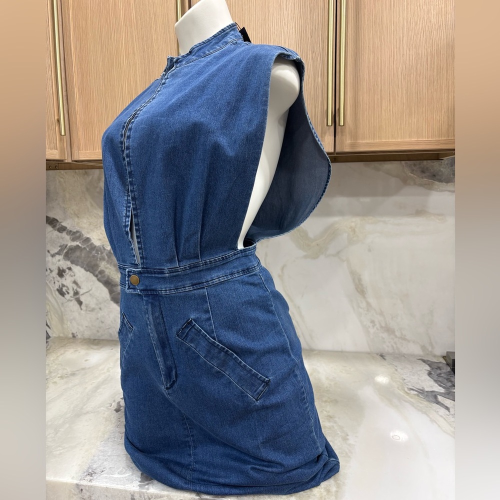 Blue Denim Sleeveless Dress - Picture 4 of 5